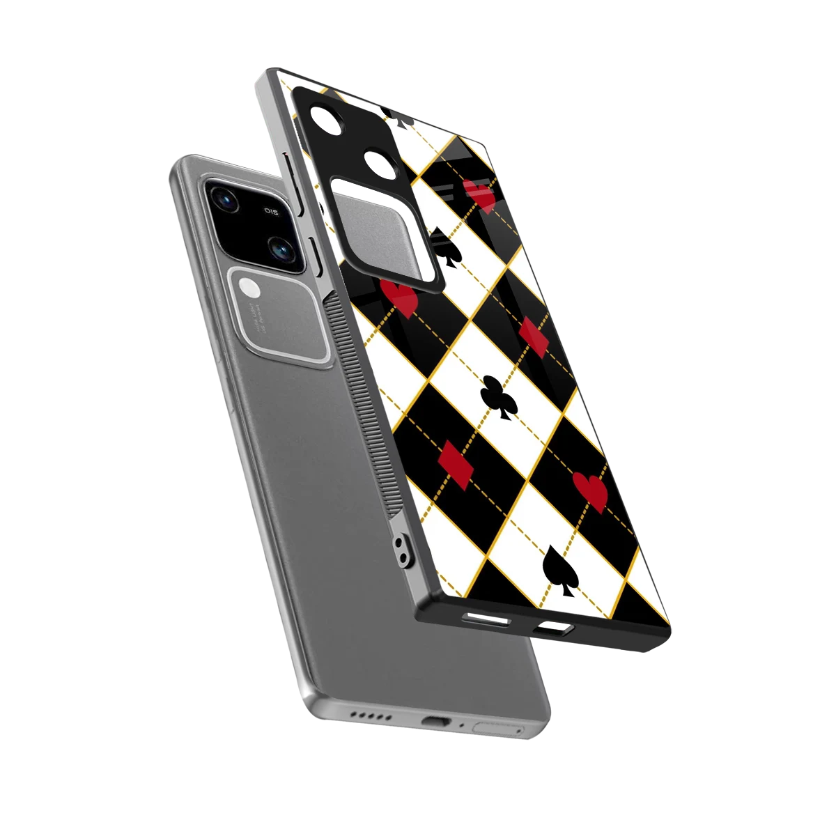 Poker Love sleek vivo v30 cover with tempered glass back and TPU edges