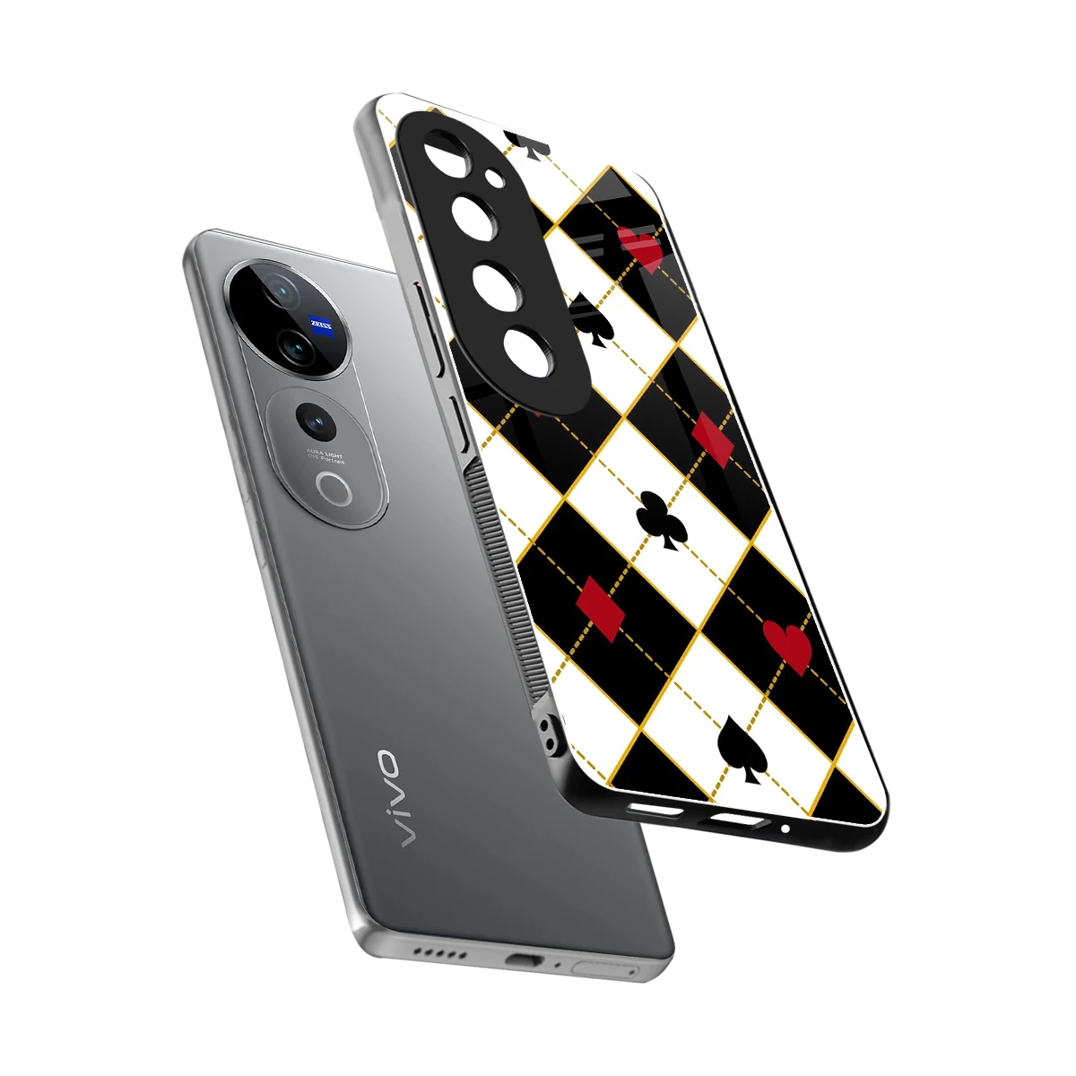 Poker Love sleek vivo v40 pro cover with tempered glass back and TPU edges