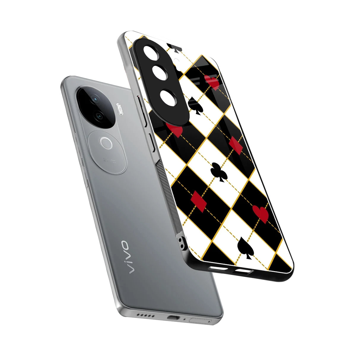 Poker Love sleek vivo v40e cover with tempered glass back and TPU edges