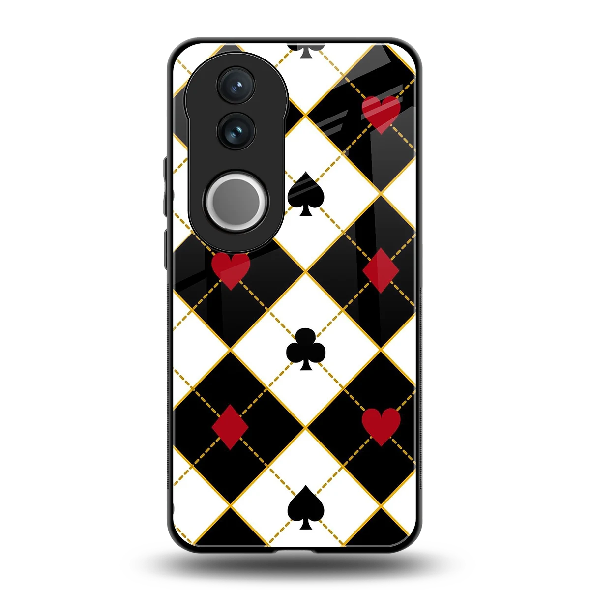 Poker Love back phone cover | glass case for vivo v50