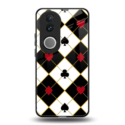 Poker Love back phone cover | glass case for vivo v50