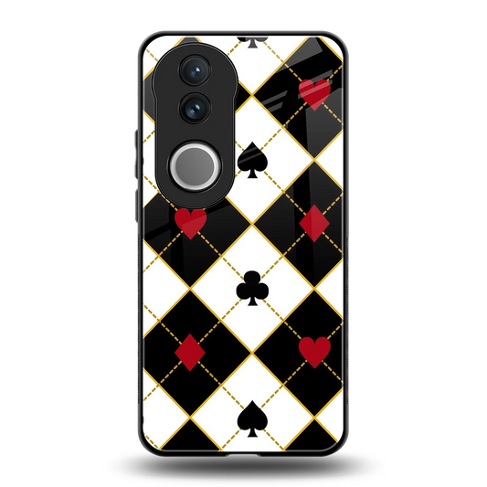 Poker Love back phone cover | glass case for vivo v50