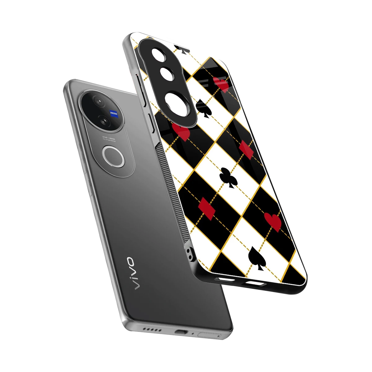 Poker Love sleek vivo v50 cover with tempered glass back and TPU edges