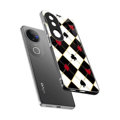 Poker Love sleek vivo v50 cover with tempered glass back and TPU edges