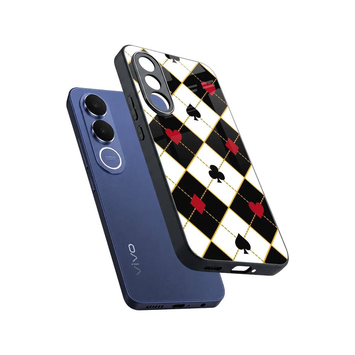 Poker Love sleek vivo v70 fe cover with tempered glass back and TPU edges
