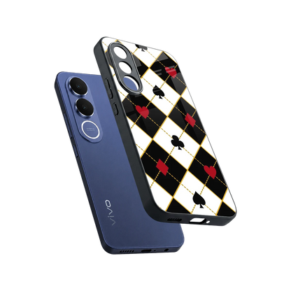 Poker Love sleek vivo v70 fe cover with tempered glass back and TPU edges
