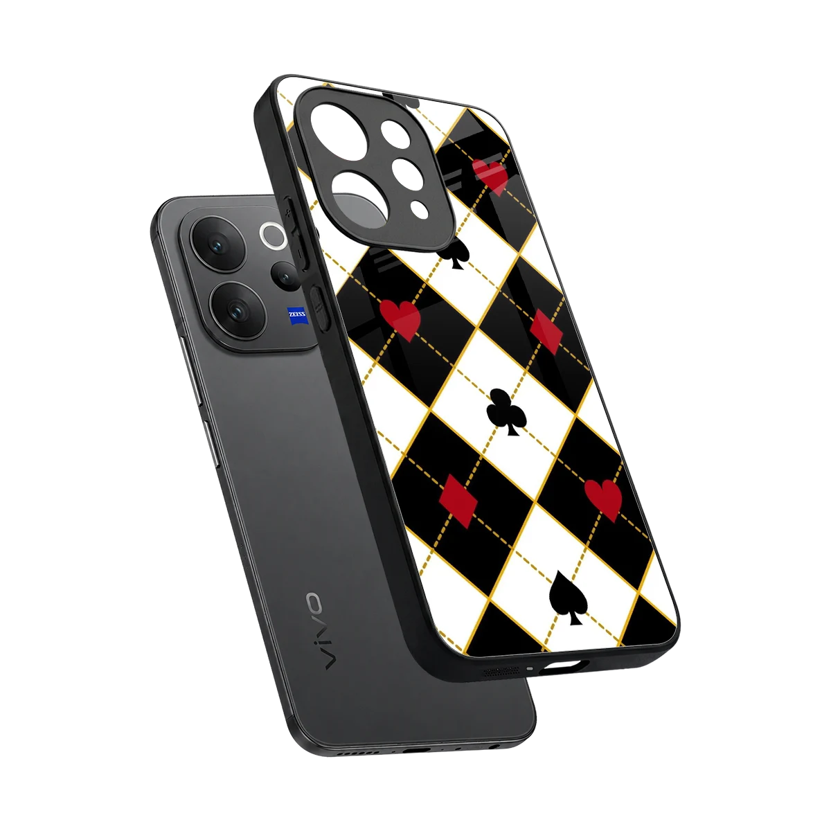 Poker Love sleek vivo v70 elite cover with tempered glass back and TPU edges