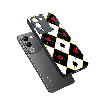 Poker Love sleek vivo y200 5g cover with tempered glass back and TPU edges