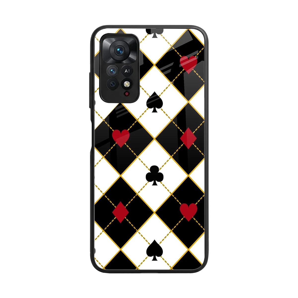 Poker Love back phone cover | glass case for redmi note 11 pro