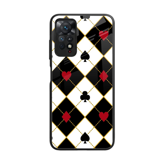 Poker Love back phone cover | glass case for redmi note 11 pro
