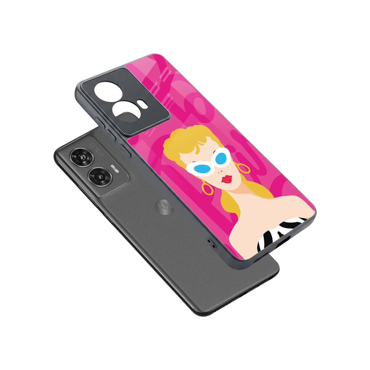 Pookie sleek motorola edge 50 fusion cover with tempered glass back and TPU edges