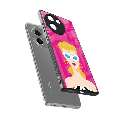 Pookie sleek vivo v30e cover with tempered glass back and TPU edges