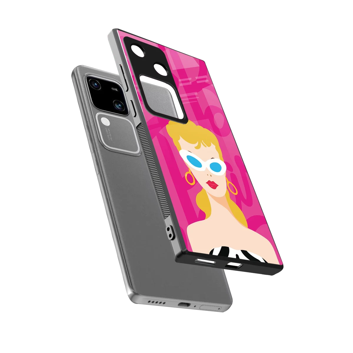 Pookie sleek vivo v30 cover with tempered glass back and TPU edges