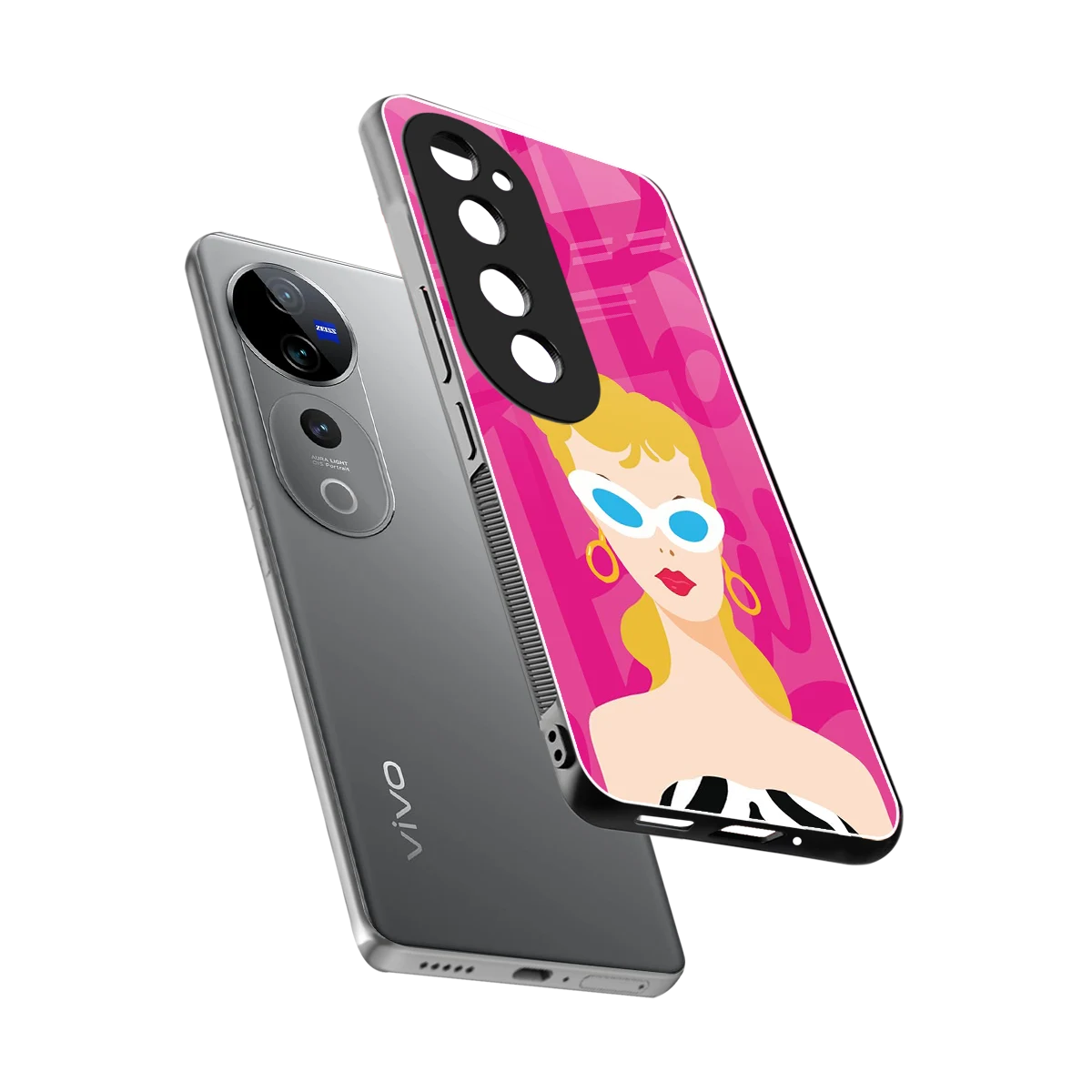 Pookie sleek vivo v40 pro cover with tempered glass back and TPU edges