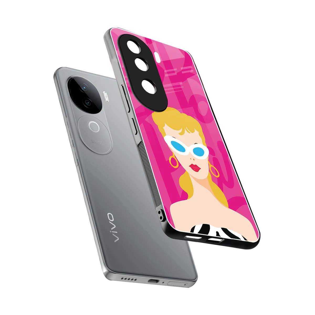 Pookie sleek vivo v40e cover with tempered glass back and TPU edges