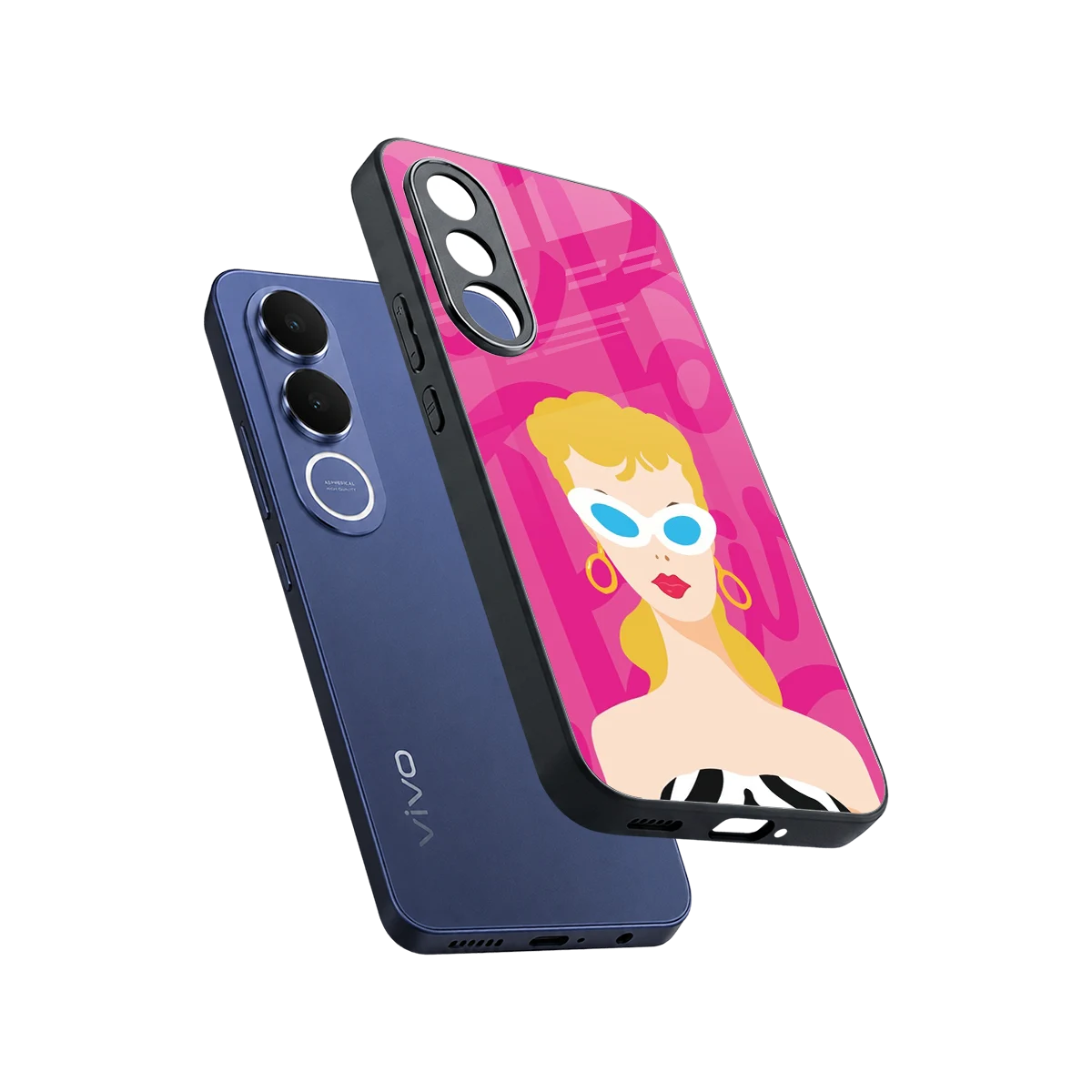 Pookie sleek vivo v70 fe cover with tempered glass back and TPU edges