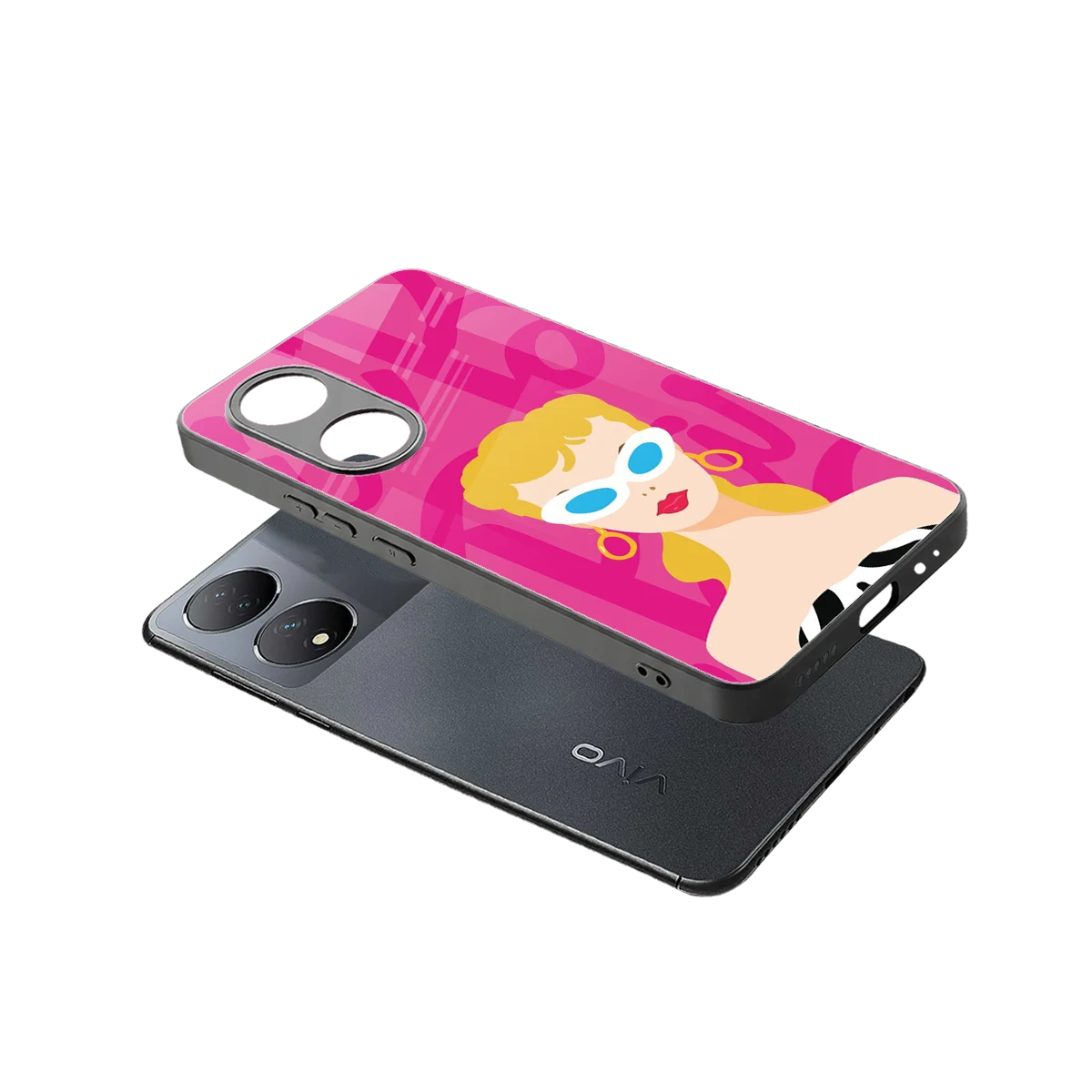Pookie sleek Vivo-y100 cover with tempered glass back and TPU edges