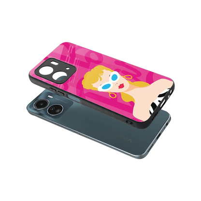 Pookie sleek vivo y16 cover with tempered glass back and TPU edges
