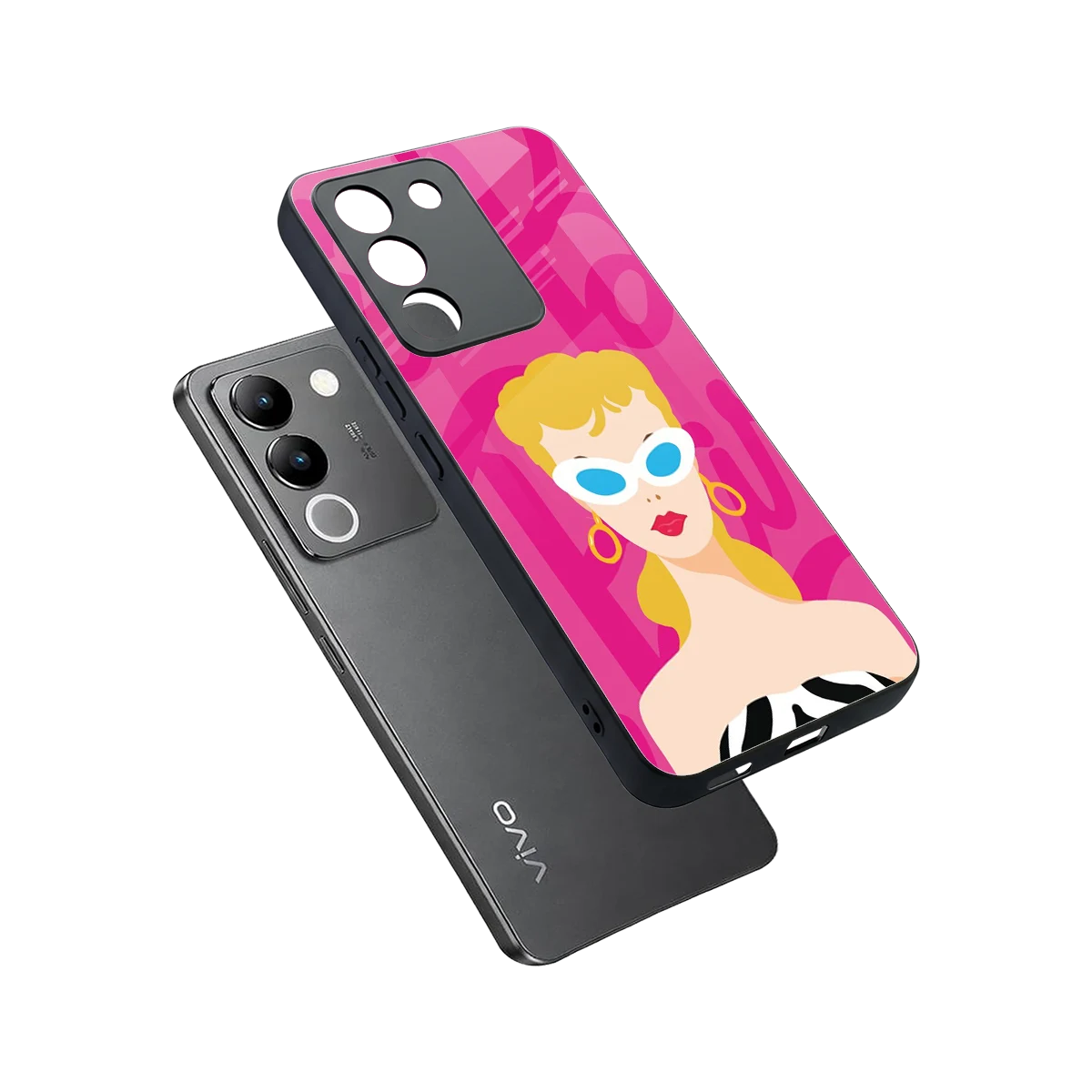 Pookie sleek vivo y200 5g cover with tempered glass back and TPU edges