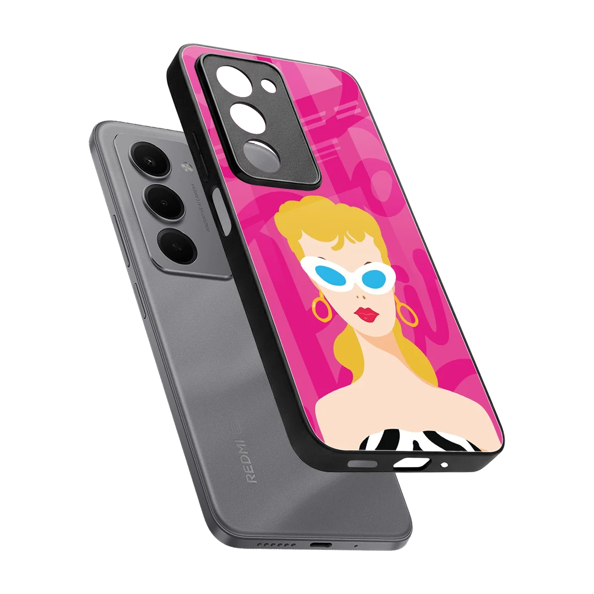 Pookie sleek redmi 15 5g cover with tempered glass back and TPU edges