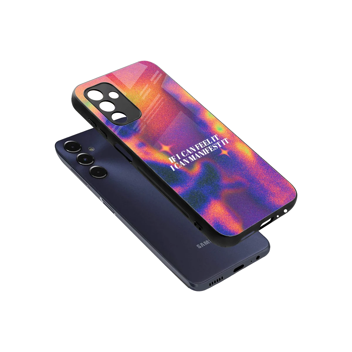 Power Within sleek samsung galaxy m14 5g cover with tempered glass back and TPU edges