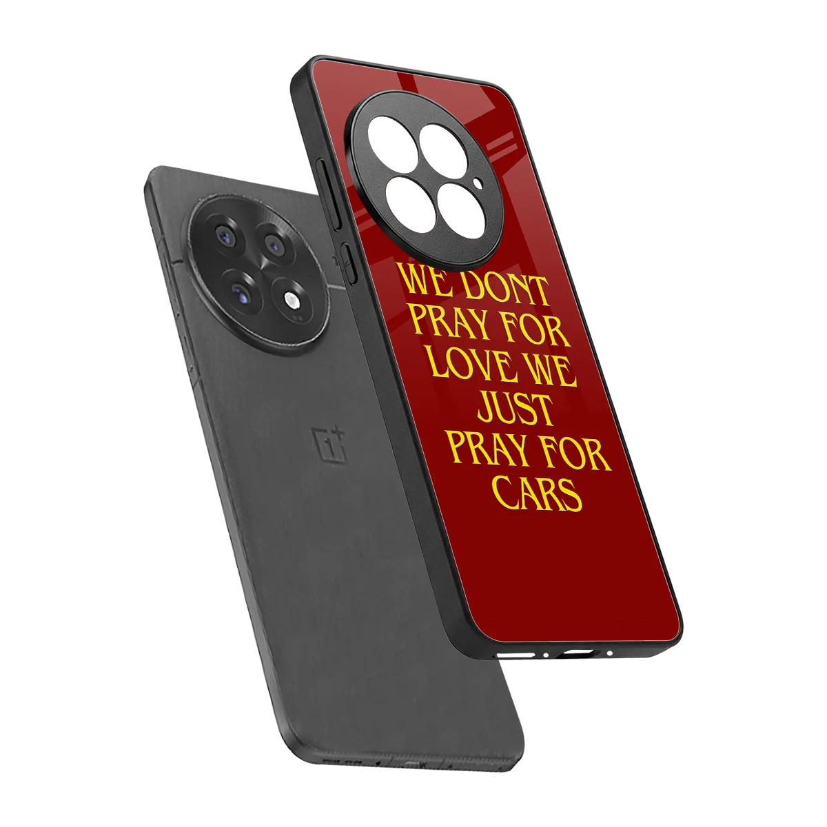 Pray For Cars sleek oneplus 13 cover with tempered glass back and TPU edges
