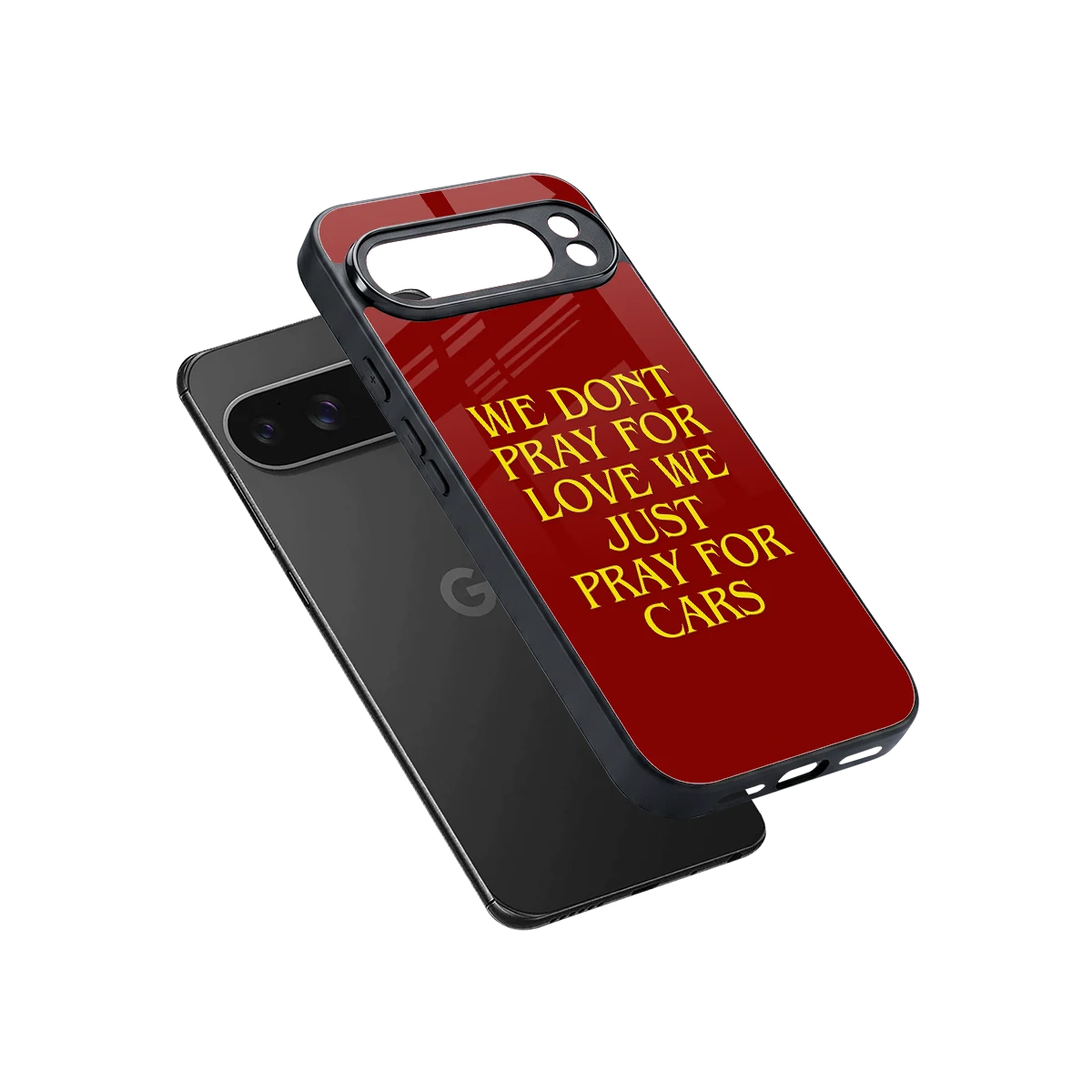 Pray For Cars sleek google pixel 10 pro xl cover with tempered glass back and TPU edges