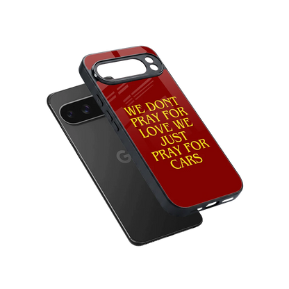 Pray For Cars sleek google pixel 10 pro xl cover with tempered glass back and TPU edges
