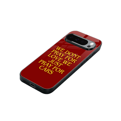 Pray For Cars stylish phone case for google pixel 10 pro xl | glossy glass and slim fit
