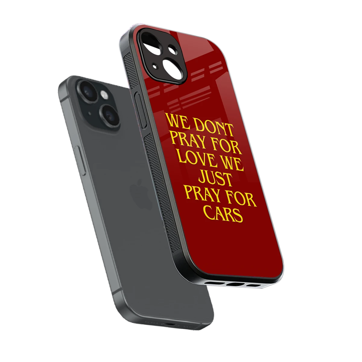 Pray For Cars sleek iphone 14 cover with tempered glass back and TPU edges