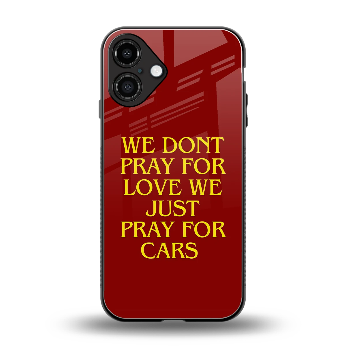 Pray For Cars back phone cover | glass case for iphone 16 plus