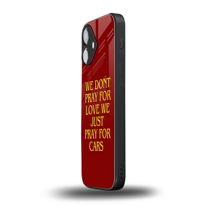 Pray For Cars iPhone 16 mobile cover | shockproof glass phone case