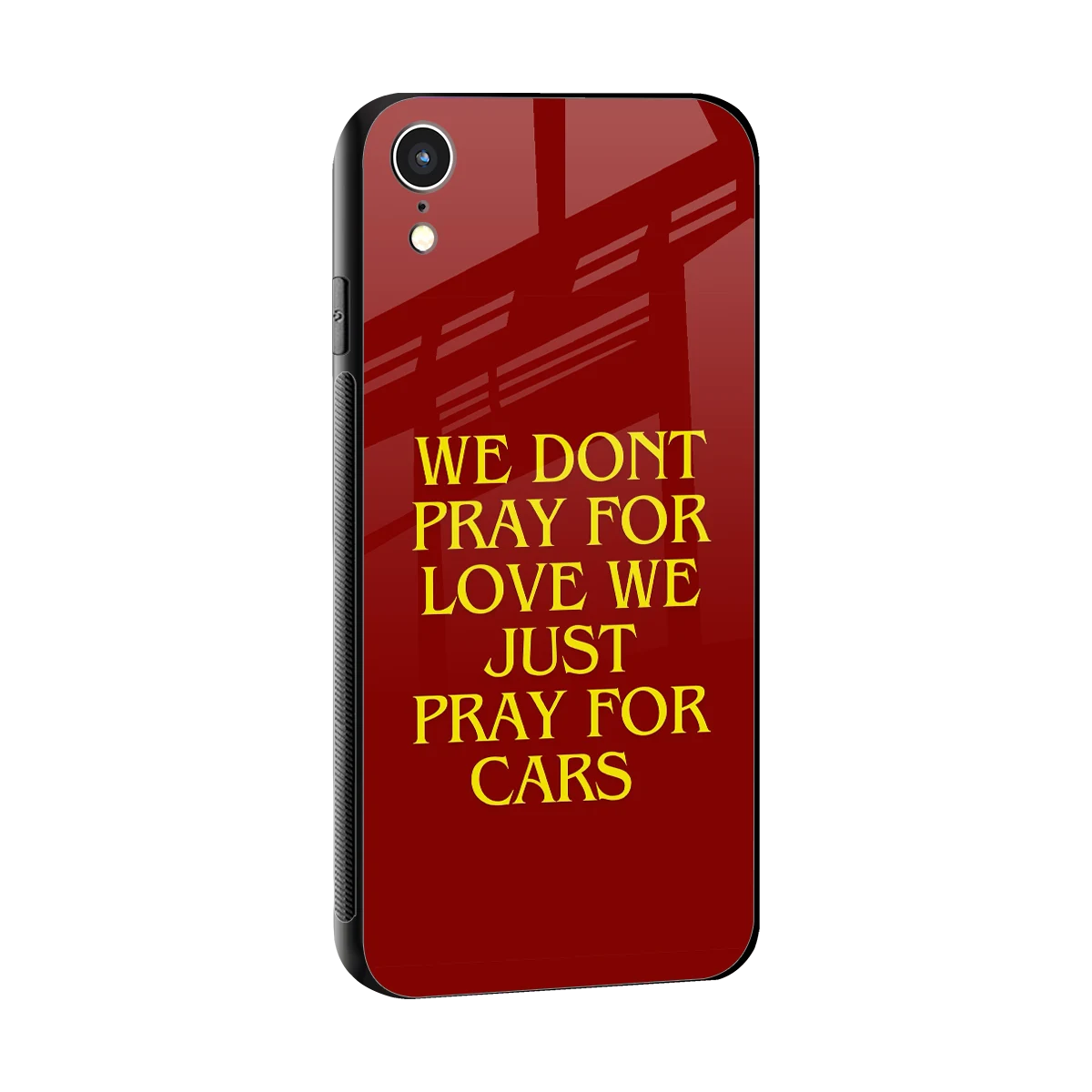 Pray For Cars sleek iphone xr cover with tempered glass back and TPU edges