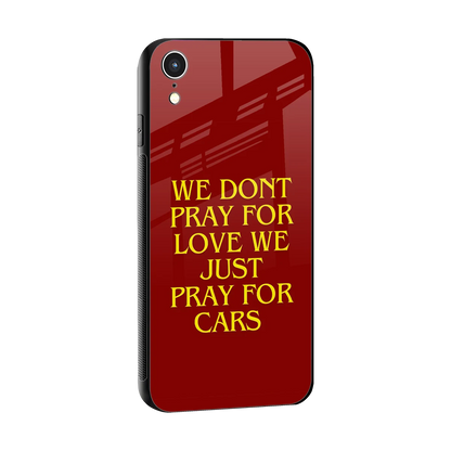 Pray For Cars sleek iphone xr cover with tempered glass back and TPU edges