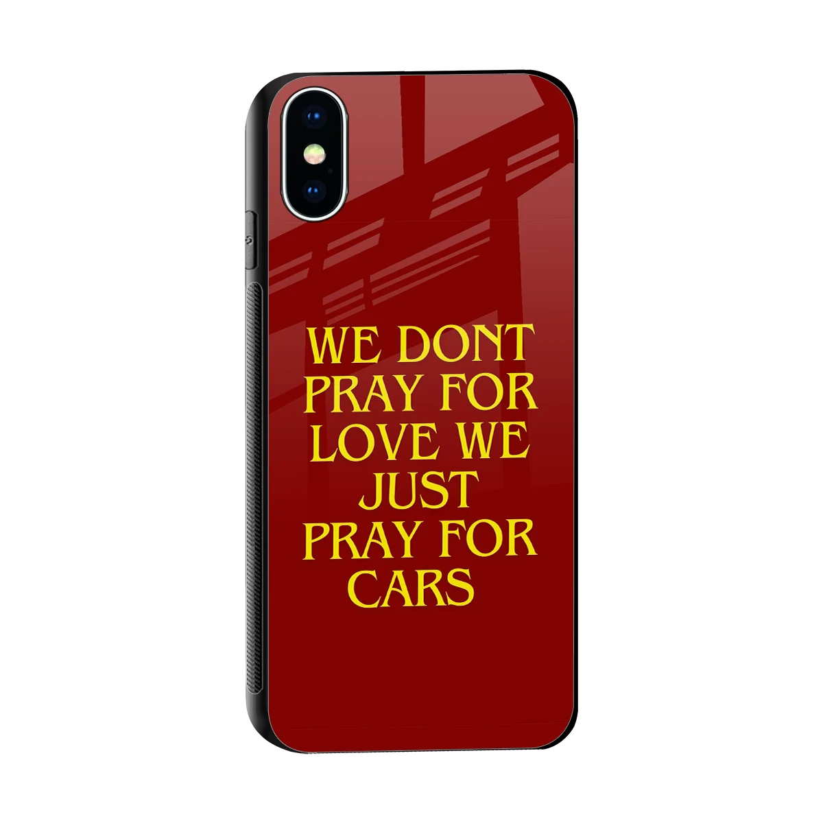 Pray For Cars sleek iphone xs cover with tempered glass back and TPU edges