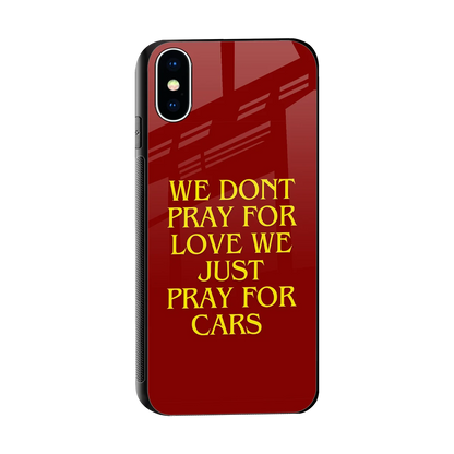 Pray For Cars sleek iphone xs cover with tempered glass back and TPU edges