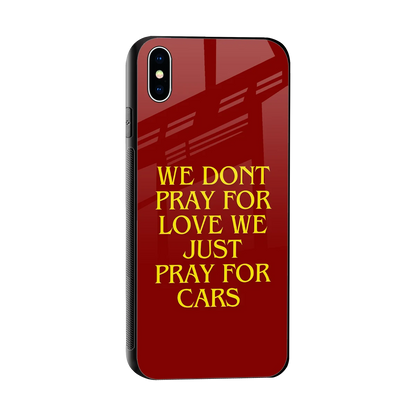 Pray For Cars sleek iphone xs max cover with tempered glass back and TPU edges