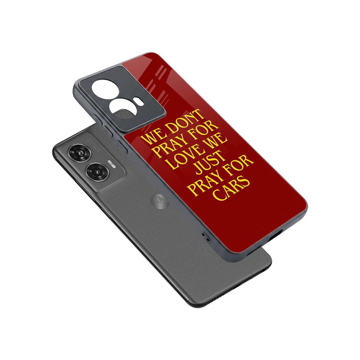 Pray For Cars sleek motorola edge 50 fusion cover with tempered glass back and TPU edges