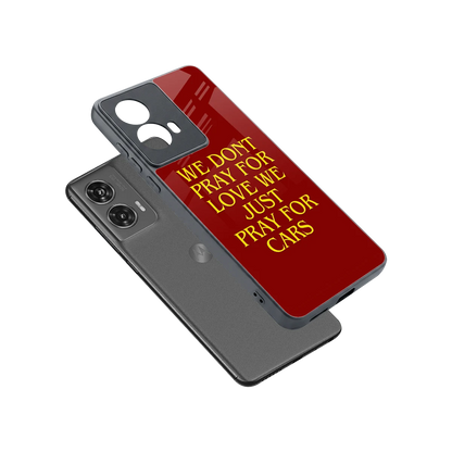 Pray For Cars sleek motorola edge 50 fusion cover with tempered glass back and TPU edges