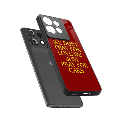 Pray For Cars sleek motorola edge 50 pro cover with tempered glass back and TPU edges