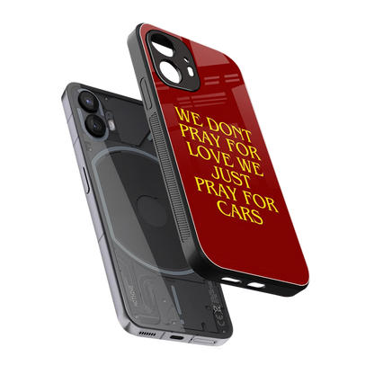 Pray For Cars sleek nothing phone 2 cover with tempered glass back and TPU edges
