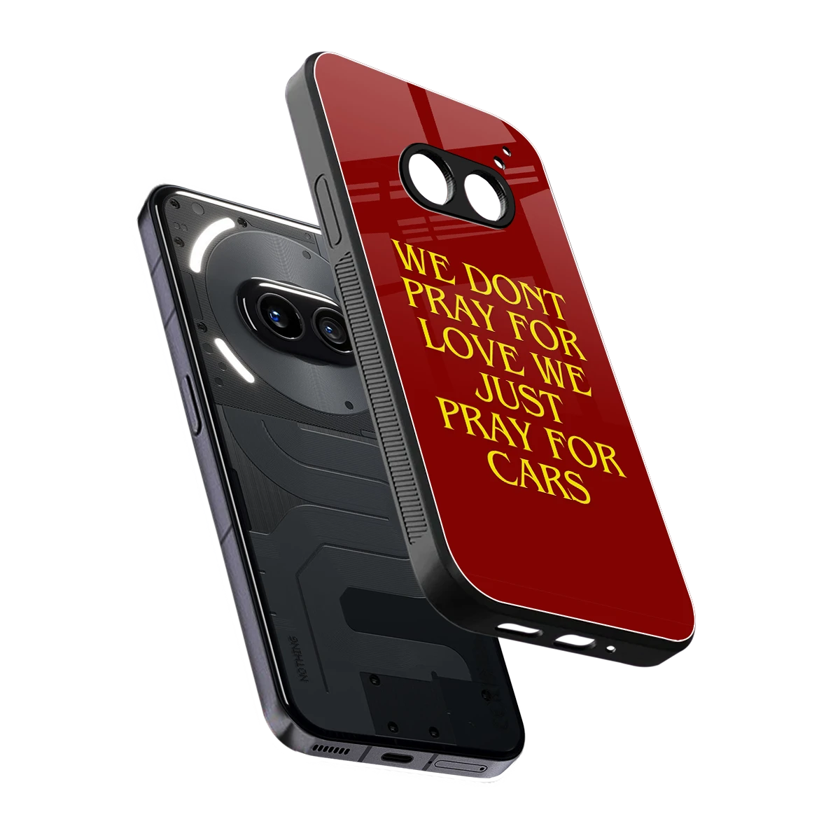 Pray For Cars sleek nothing phone 2a plus cover with tempered glass back and TPU edges