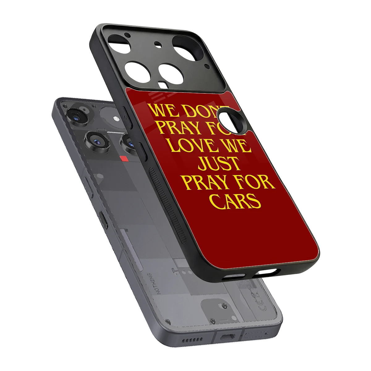 Pray For Cars sleek nothing phone 3 cover with tempered glass back and TPU edges