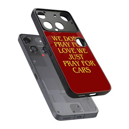 Pray For Cars sleek nothing phone 3 cover with tempered glass back and TPU edges