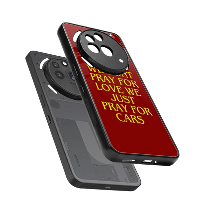 Pray For Cars sleek nothing phone 3a pro cover with tempered glass back and TPU edges