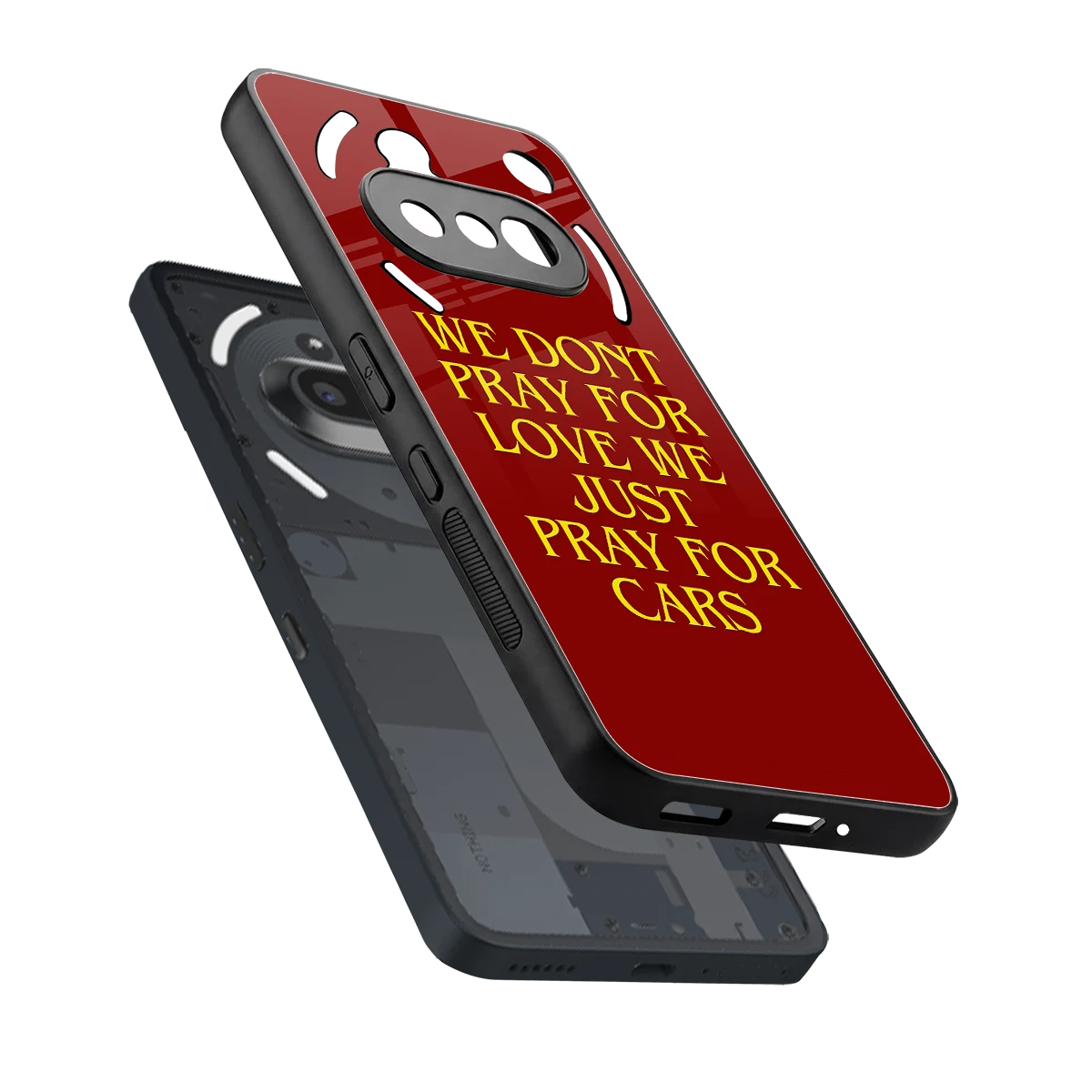 Pray For Cars sleek nothing phone 3a cover with tempered glass back and TPU edges