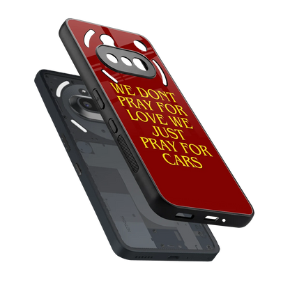 Pray For Cars sleek nothing phone 3a cover with tempered glass back and TPU edges