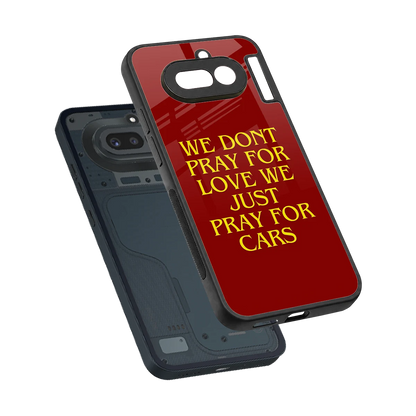 Pray For Cars sleek nothing phone 4a cover with tempered glass back and TPU edges