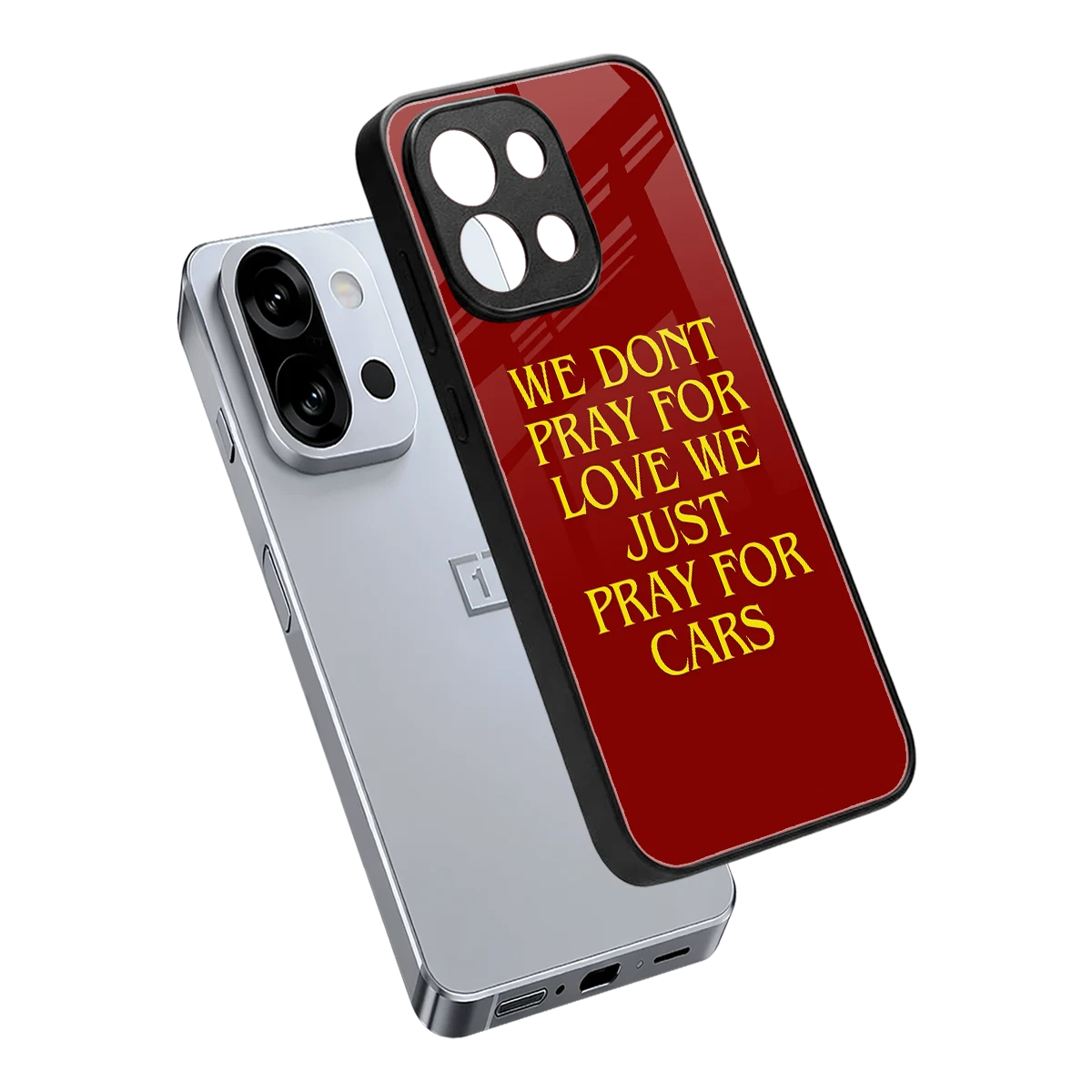 Pray For Cars sleek oneplus 13s cover with tempered glass back and TPU edges