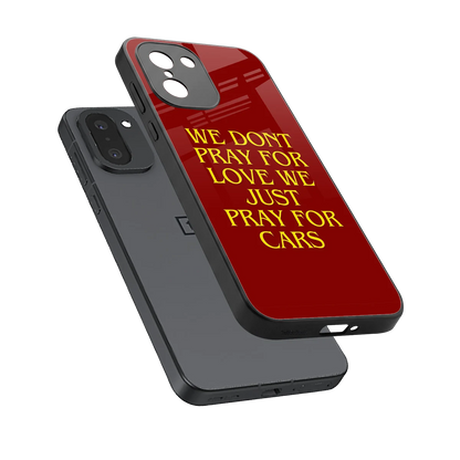 Pray For Cars sleek oneplus 15r cover with tempered glass back and TPU edges